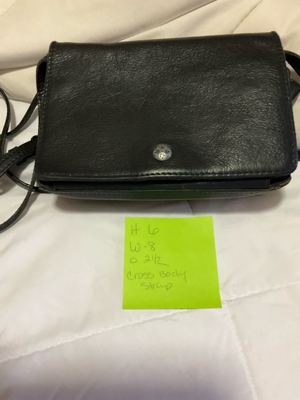 Patricia Nash Black Leather Crossbody with Snap Closure